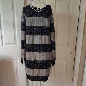 It's Our Time Black and Gray Long Sleeve Sweater Dress